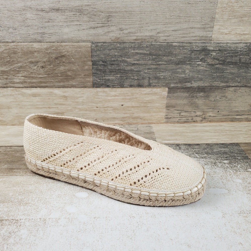 Nine West Rorie Womens Espadrille Flats Sz 10 M Cream Woven Slip On Square Toe